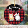 Cats Red Plaid Christmas Night Personalized Circle Ornament