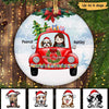 Chibi Girl & Dogs On Christmas Car Personalized Decorative Circle Ornament