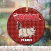 Chonk Fat Cat Christmas Pattern Personalized Circle Ornament