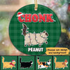 Chonk Fat Cat Christmas Pattern Personalized Circle Ornament