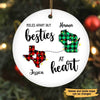 Christmas Besties At Heart Checkered Pattern Personalized Circle Ornament