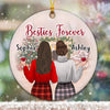 Christmas Checkered Pattern Besties Personalized Circle Ornament