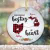 Christmas Checkered Pattern Long Distance Relationship Gift Best Friends Personalized Circle Ornament