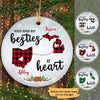 Christmas Checkered Pattern Long Distance Relationship Gift Best Friends Personalized Circle Ornament