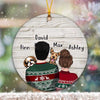 Christmas Couple With A Dog Personalized Circle Ornament