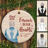 Christmas Dad Always With You Wood Texture Memorial Personalized Circle Ornament