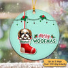 Christmas Dog Merry Woofmas Peeking Dog Personalized Dog Decorative Christmas Ornament