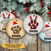 Christmas Dog Paw Personalized Circle Ornament