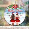 Christmas Dress Besties Snow Personalized Circle Ornament