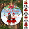 Christmas Dress Besties Snow Personalized Circle Ornament