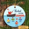 Christmas Fishing Hooked On Personalized Circle Ornament