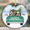 Christmas Green Truck Holiday Dogs Personalized Circle Ornament
