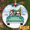 Christmas Green Truck Holiday Dogs Personalized Circle Ornament