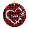 Christmas Mom Grandma Heart Hands Personalized Circle Ornament