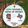 Christmas Ugly Sweater Pattern Long Distance Relationship Gift Besties Personalized Circle Ornament