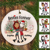 Christmas Ugly Sweater Stick Figure Besties Personalized Circle Ornament