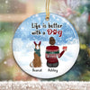 Christmas Ugly Sweater Woman And Dog Personalized Circle Ornament