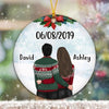 Couple Date Christmas Personalized Circle Ornament