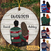 Couple Date Christmas Personalized Circle Ornament