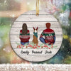 Couple With A Dog Christmas Personalized Circle Ornament