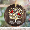 Dad And Mom Wooden Texture Memorial Personalized Circle Ornament