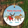 Dog Christmas Bulldog Personalized Circle Decorative Christmas Ornament