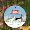 Dog Christmas Husky Personalized Circle Personalized Decorative Christmas Ornament