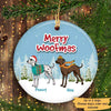 Dog Great Dane Merry Woofmas Circle Personalized Decorative Christmas Ornament