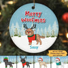 Dog Poodle Merry Woofmas Circle Personalized Decorative Christmas Ornament