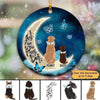 Dogs Memorial On Moon Personalized Circle Ornament