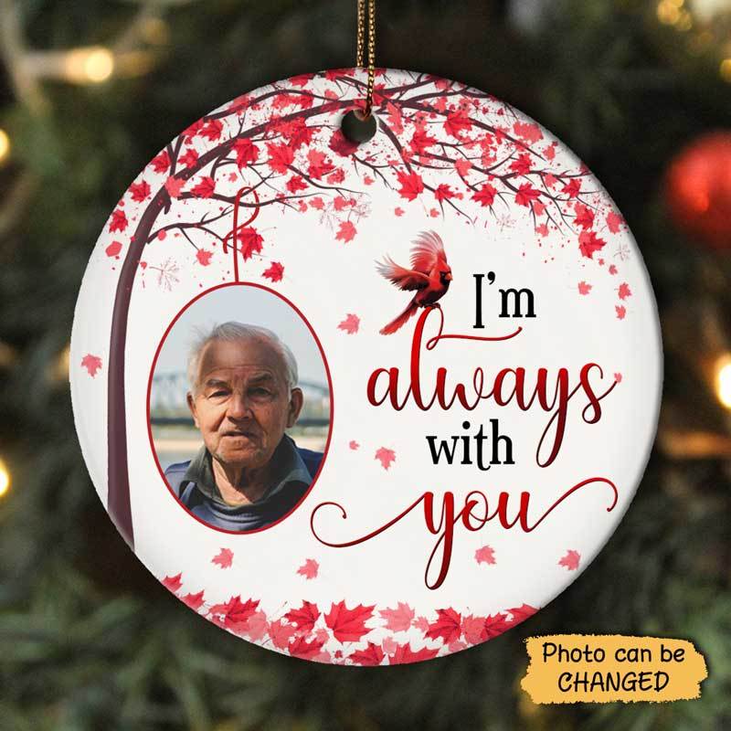 Fall Tree Cardinal Memorial Personalized Circle Ornament - TrendingCustom US
