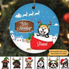 Feliz Navidog Dogs Christmas Personalized Circle Ornament