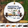Fishing Partners For Life Couple and Dog Personalized Circle Ornament