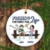 Fishing Partners For Life Couple Personalized Circle Ornament