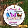 Flower Butterflies Personalized Memorial Circle Ornament