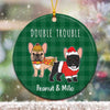 French Bulldog Christmas Pattern Personalized Decorative Circle Ornament