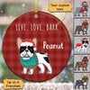 French Bulldog Christmas Pattern Personalized Decorative Circle Ornament