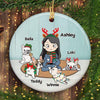 French Bulldog Girl Christmas Dogs Personalized Circle Ornament