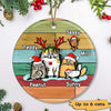 Funny Cat Colorful Plank Personalized Circle Ornament