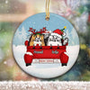 Funny Cat Peeking Christmas Truck Personalized Circle Ornament