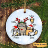 Funny Cat Snow Background Christmas Personalized Circle Ornament