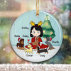 Girl and Her Dachshund Chibi Girl Personalized Circle Ornament