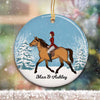 Girl And Her Horse Personalized Christmas Decorative Circle Ornament