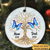 Golden Tree Butterflies Memorial Personalized Circle Ornament
