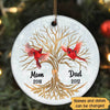 Golden Tree Cardinals Personalized Memorial Circle Ornament