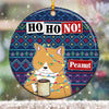 Grumpy Cat Ho Ho No Christmas Pattern Personalized Circle Ornament