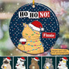 Grumpy Cat Ho Ho No Christmas Pattern Personalized Circle Ornament