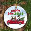 Happy Pawlidays Christmas Dogs Personalized Circle Ornament