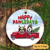 Happy Pawlidays Christmas Dogs Personalized Circle Ornament