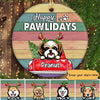 Happy Pawlidays Dogs Christmas Colorful Plank Personalized Circle Ornament